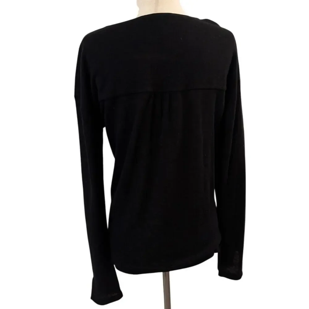 Sanctuary Black V Neck Sweater Small Lightweight Long Sleeve